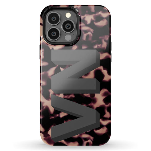 Custom 3D Initials Dark Tort iPhone Case
